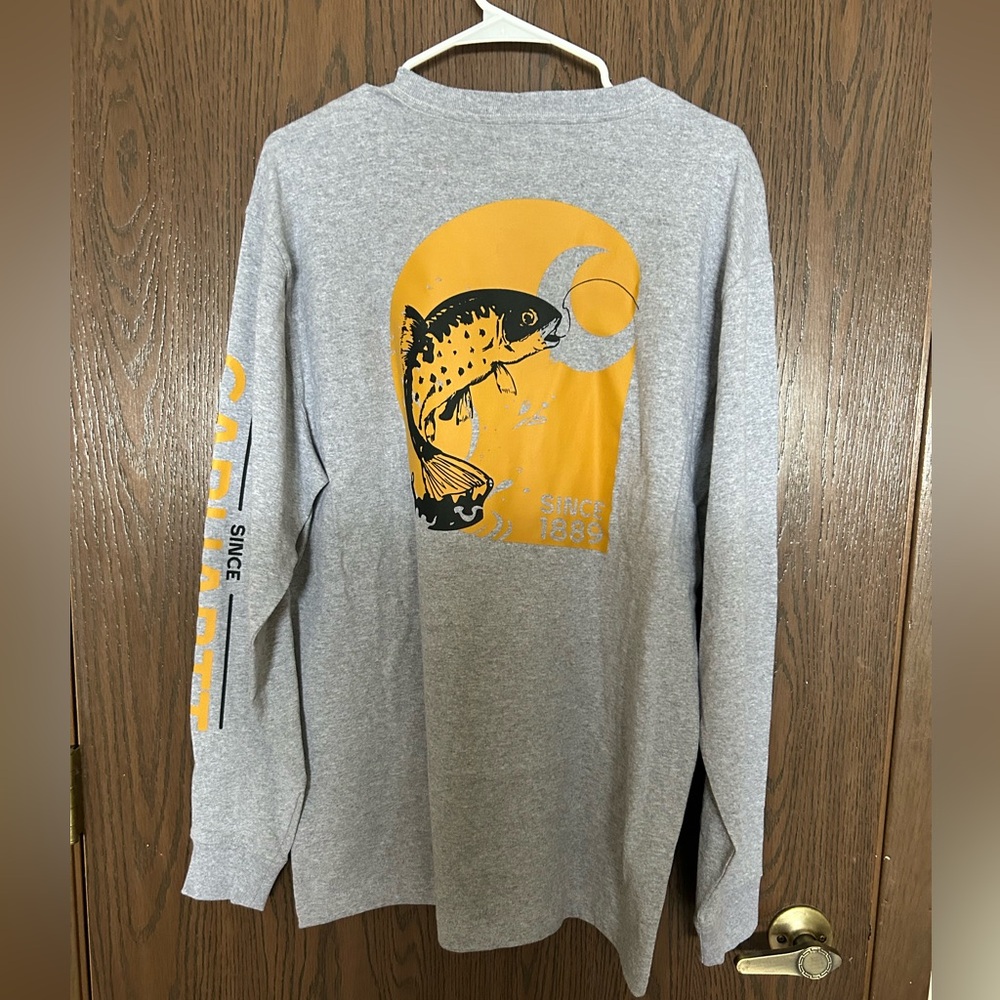 Carhartt Gray Long Sleeve Tee with Yellow Graphic